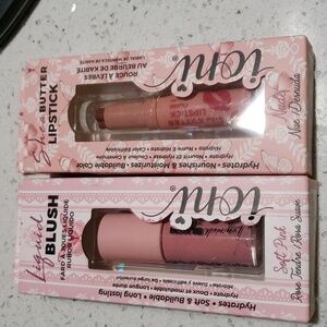 Ioni Cosmetics Liquid Blush In Soft Pink & Shea Butter Lipstick In Nude. NIP